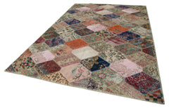 Kirk Yama Grey Patchwork Cotton Wool Handmade Area Rug 7'5'' x 11'2''
