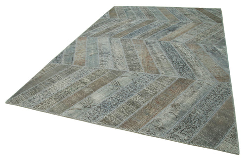 Kirk Yama Grey Patchwork Cotton Wool Handmade Area Rug 8'0'' x 12'0''