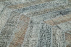 Kirk Yama Grey Patchwork Cotton Wool Handmade Area Rug 8'0'' x 12'0''