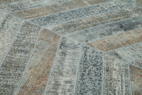 Kirk Yama Grey Patchwork Cotton Wool Handmade Area Rug 8'0'' x 12'0''