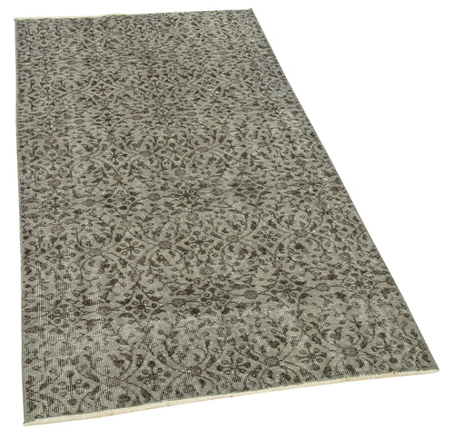 Overdyed Vintage Grey Vintage Cotton Wool Handmade Area Rug 3'2'' x 5'11''