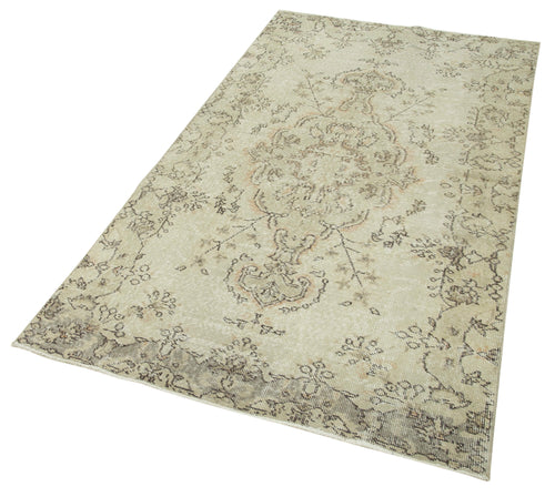 Overdyed Vintage Beige Vintage Cotton Wool Handmade Area Rug 3'8'' x 6'9''