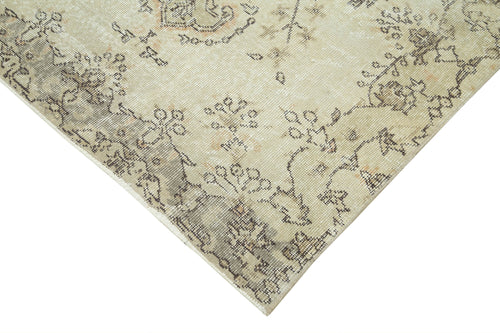Overdyed Vintage Beige Vintage Cotton Wool Handmade Area Rug 3'8'' x 6'9''