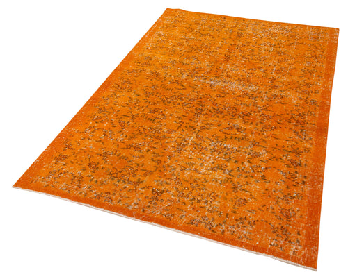 Overdyed Vintage Orange Vintage Cotton Wool Handmade Area Rug 4'4'' x 7'0''