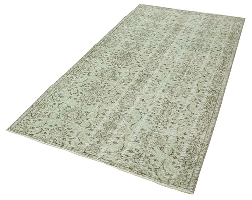 Overdyed Vintage Green Vintage Cotton Wool Handmade Area Rug 4'0'' x 7'9''