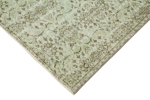 Overdyed Vintage Green Vintage Cotton Wool Handmade Area Rug 4'0'' x 7'9''
