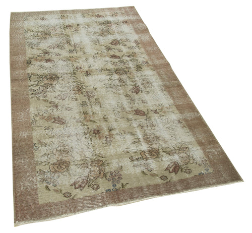 Overdyed Vintage Brown Vintage Cotton Wool Handmade Area Rug 3'5'' x 6'3''