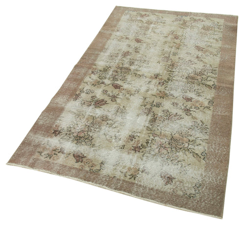 Overdyed Vintage Brown Vintage Cotton Wool Handmade Area Rug 3'5'' x 6'3''