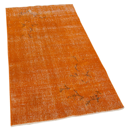 Overdyed Vintage Orange Vintage Cotton Wool Handmade Area Rug 2'9'' x 5'4''