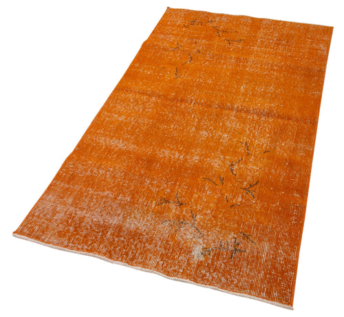 Overdyed Vintage Orange Vintage Cotton Wool Handmade Area Rug 2'9'' x 5'4''