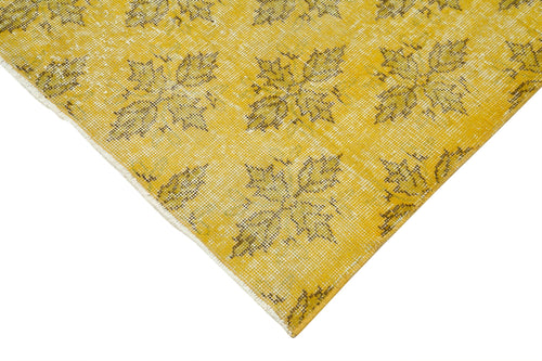 Overdyed Vintage Yellow Vintage Cotton Wool Handmade Area Rug 3'9'' x 6'4''