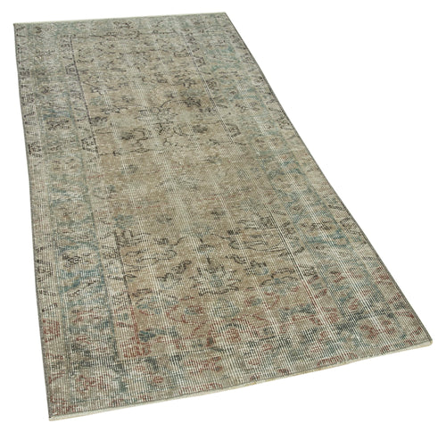 Overdyed Vintage Grey Vintage Cotton Wool Handmade Area Rug 2'11'' x 5'9''