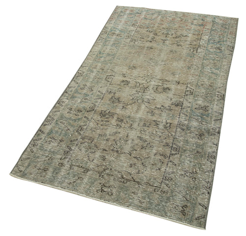 Overdyed Vintage Grey Vintage Cotton Wool Handmade Area Rug 2'11'' x 5'9''