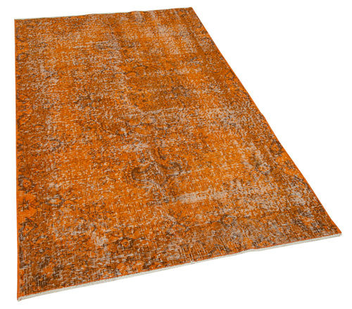 Overdyed Vintage Orange Vintage Cotton Wool Handmade Area Rug 3'8'' x 6'4''