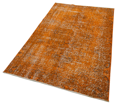 Overdyed Vintage Orange Vintage Cotton Wool Handmade Area Rug 3'8'' x 6'4''
