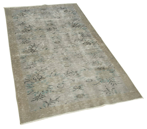 Overdyed Vintage Grey Vintage Cotton Wool Handmade Area Rug 3'6'' x 6'1''
