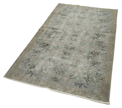 Overdyed Vintage Grey Vintage Cotton Wool Handmade Area Rug 3'6'' x 6'1''