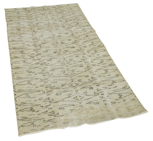 Overdyed Vintage Beige Vintage Cotton Wool Handmade Area Rug 3'1'' x 6'0''