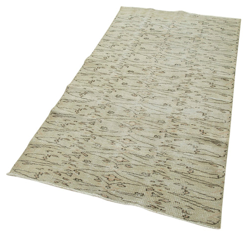 Overdyed Vintage Beige Vintage Cotton Wool Handmade Area Rug 3'1'' x 6'0''