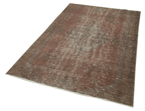 Overdyed Vintage Brown Vintage Cotton Wool Handmade Area Rug 4'3'' x 6'7''