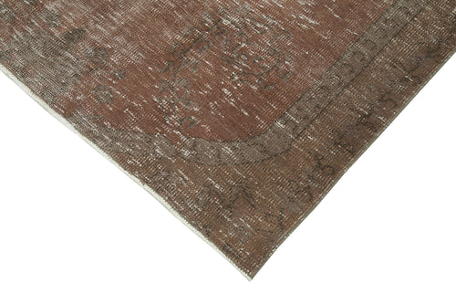 Overdyed Vintage Brown Vintage Cotton Wool Handmade Area Rug 4'3'' x 6'7''