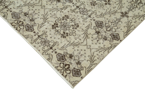 Overdyed Vintage Beige Vintage Cotton Wool Handmade Area Rug 3'10'' x 6'11''