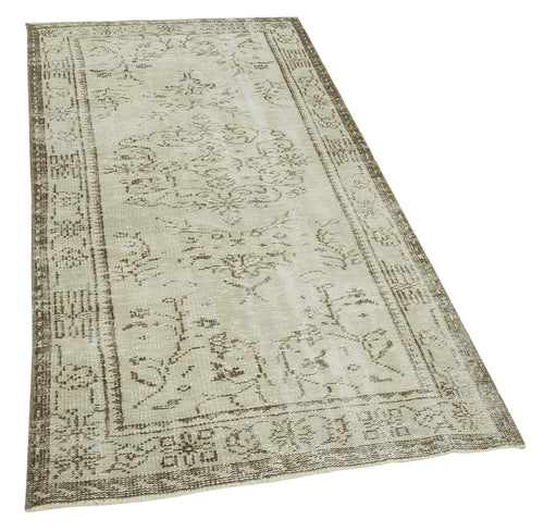 Overdyed Vintage Beige Vintage Cotton Wool Handmade Area Rug 3'2'' x 6'6''