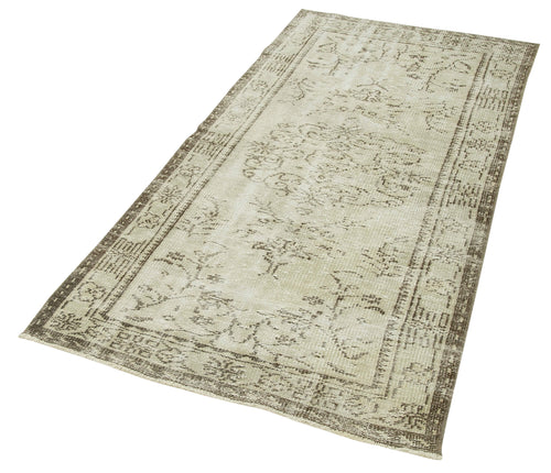 Overdyed Vintage Beige Vintage Cotton Wool Handmade Area Rug 3'2'' x 6'6''