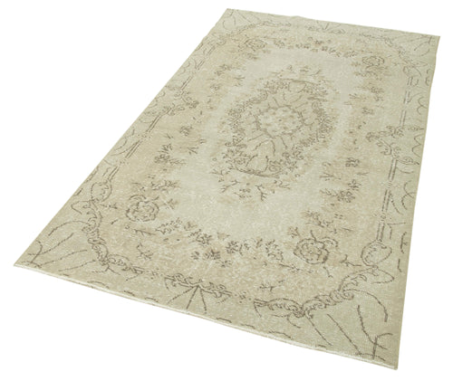 Overdyed Vintage Beige Vintage Cotton Wool Handmade Area Rug 3'9'' x 7'0''