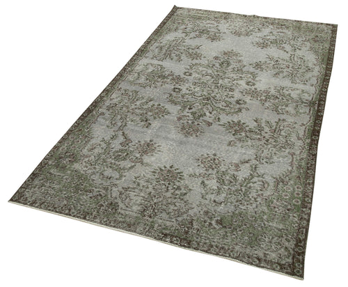 Handmade Area Rug | Overdyed Vintage Grey Cotton Wool Carpet 3'8'' x 6'10''
