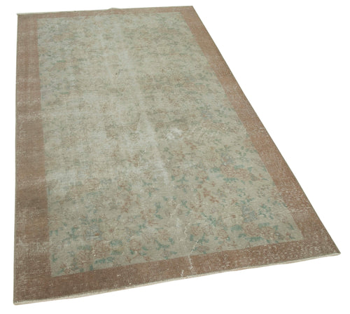 Overdyed Vintage Beige Vintage Cotton Wool Handmade Area Rug 3'7'' x 6'5''