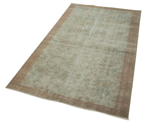 Overdyed Vintage Beige Vintage Cotton Wool Handmade Area Rug 3'7'' x 6'5''