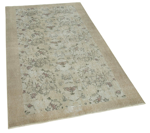 Overdyed Vintage Beige Vintage Cotton Wool Handmade Area Rug 3'8'' x 6'4''