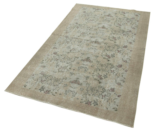 Overdyed Vintage Beige Vintage Cotton Wool Handmade Area Rug 3'8'' x 6'4''