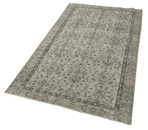 Overdyed Vintage Grey Vintage Cotton Wool Handmade Area Rug 3'10'' x 6'4''