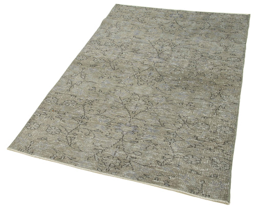 Overdyed Vintage Grey Vintage Cotton Wool Handmade Area Rug 3'7'' x 5'10''