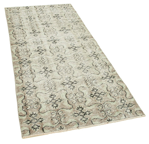 Overdyed Vintage Beige Vintage Cotton Wool Handmade Area Rug 2'11'' x 6'6''