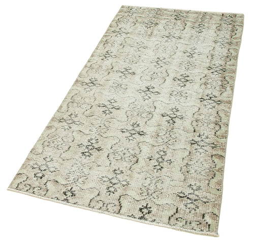 Overdyed Vintage Beige Vintage Cotton Wool Handmade Area Rug 2'11'' x 6'6''