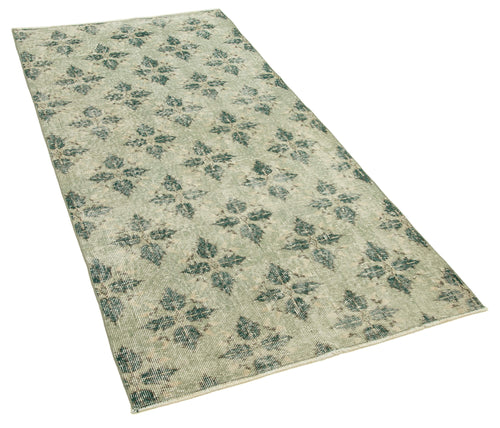 Overdyed Vintage Green Vintage Cotton Wool Handmade Area Rug 3'3'' x 6'8''