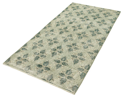 Overdyed Vintage Green Vintage Cotton Wool Handmade Area Rug 3'3'' x 6'8''