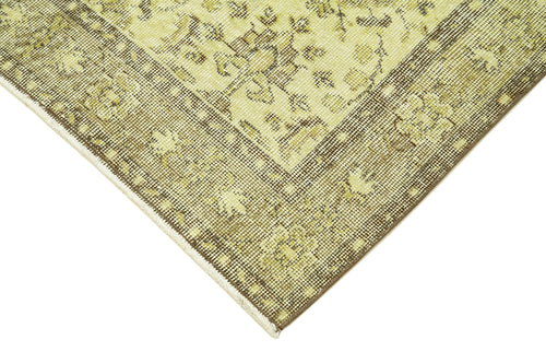 Overdyed Vintage Yellow Vintage Cotton Wool Handmade Area Rug 3'10'' x 6'8''
