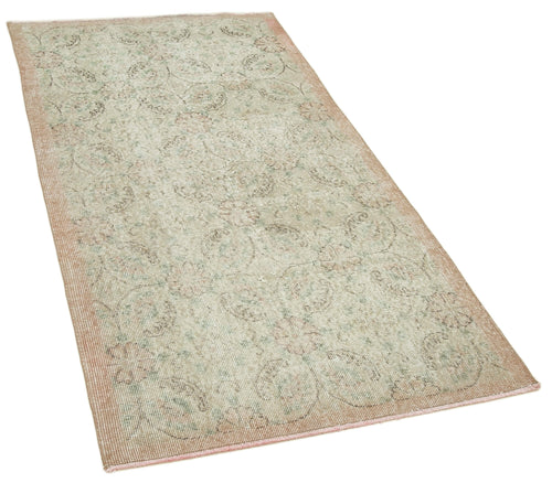 Handmade Area Rug – Overdyed Wool Vintage Cotton Rug 3'1'' x 6'2'' Beige