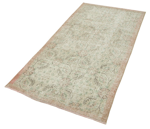 Handmade Area Rug – Overdyed Wool Vintage Cotton Rug 3'1'' x 6'2'' Beige