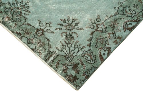 Overdyed Vintage Green Vintage Cotton Wool Handmade Area Rug 3'10'' x 6'7''