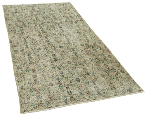 Handmade Area Rug – Overdyed Vintage Cotton Wool Blend, Soft Beige, 3'7''x6'7''