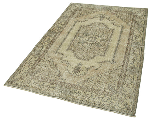 Overdyed Vintage Beige Vintage Cotton Wool Handmade Area Rug 3'11'' x 6'6''