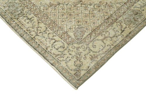 Overdyed Vintage Beige Vintage Cotton Wool Handmade Area Rug 3'11'' x 6'6''