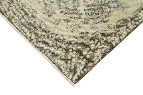 Handmade Area Rug - Overdyed Beige Vintage Cotton Wool Blend 3'9''x6'8''