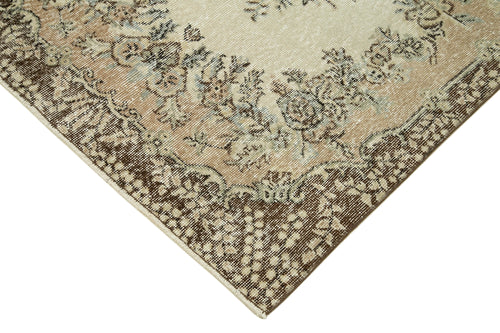 Overdyed Vintage Beige Vintage Cotton Wool Handmade Area Rug 3'7'' x 7'0''