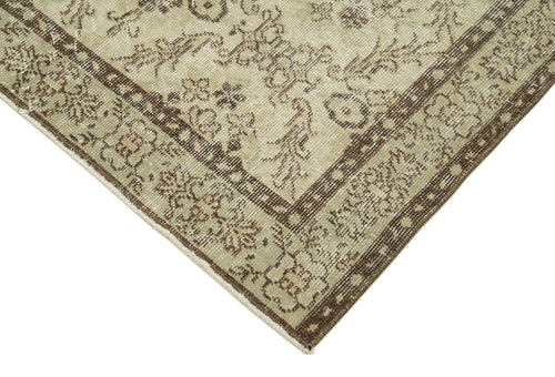 Overdyed Vintage Beige Vintage Cotton Wool Handmade Area Rug 3'9'' x 6'10''